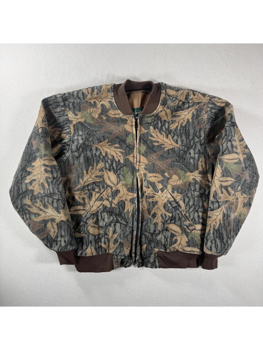 Vintage 90s Camo Hunting Thermal Lined Zip Up Bomber Jacket
